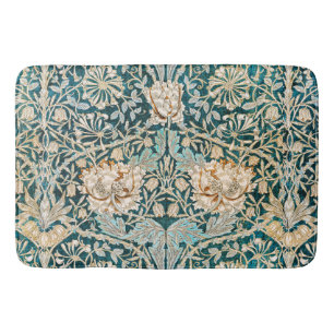 Morris Teal Blau Geißblatt Blumen Wallpaper Badematte