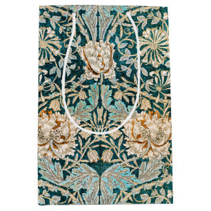 Morris Teal Blau Geißblatt Blumen Wallpaper Mittlere Geschenktüte