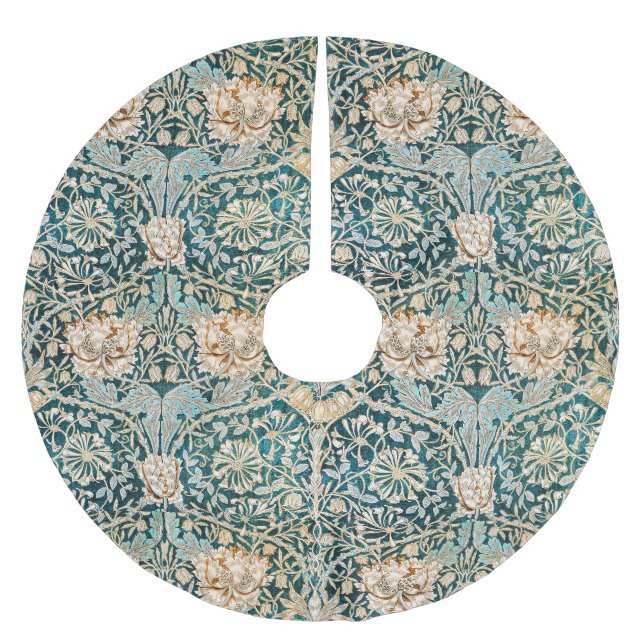 Morris Teal Blau Geißblatt Blumen Wallpaper Polyester Weihnachtsbaumdecke (Vorderseite)