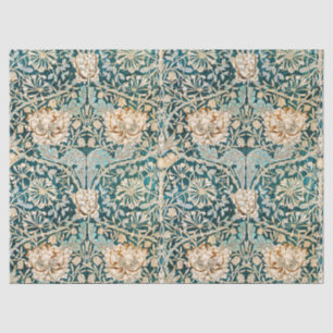 Morris Teal Blau Geißblatt Blumen Wallpaper Seidenpapier