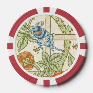 Morris' Trellis 1862 Vintage Blume & Vogelmuster Pokerchips