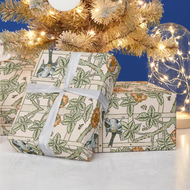 Morris' Trellis - Vintages Blume- und Vogelmuster Geschenkpapier (Feiertage)