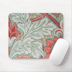 Morris Vintage Foliage und Blumenmuster Roter Stil Mousepad