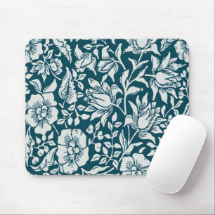 Morris Vintages Blau- und Weißblumenmuster Mousepad