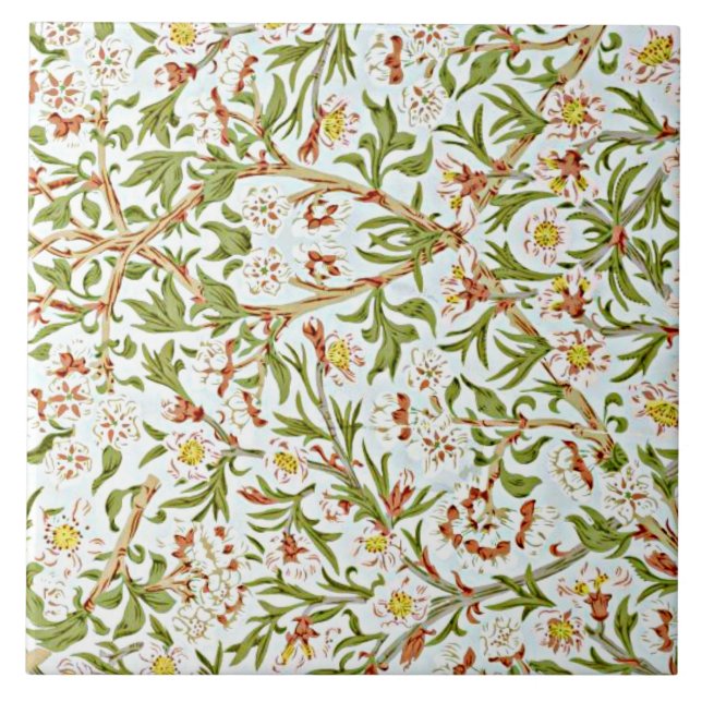 Morris - zartes Blumenmuster Fliese (Vorderseite)