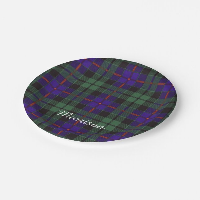 Morrison-Clan karierter schottischer Tartan Pappteller (Schrägansicht)
