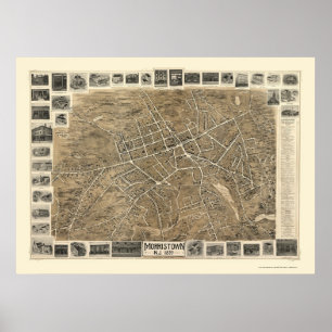 Morristown, NJ panoramische Karte - 1899 Poster