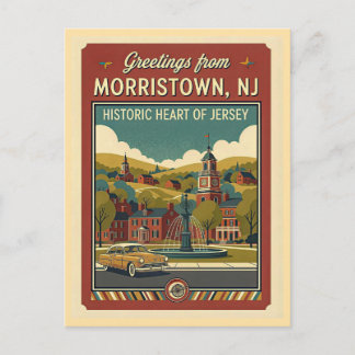 Morristown NJ Retro Travel 1950s Style Postkarte