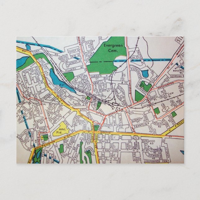 Morristown, NJ Vintag Map Postkarte (Vorderseite)