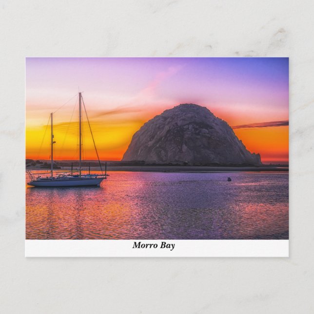 Morro Bay bei Sonnenuntergang Postkarte (Vorderseite)