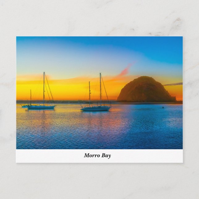 Morro Bay bei Sonnenuntergang Postkarte (Vorderseite)