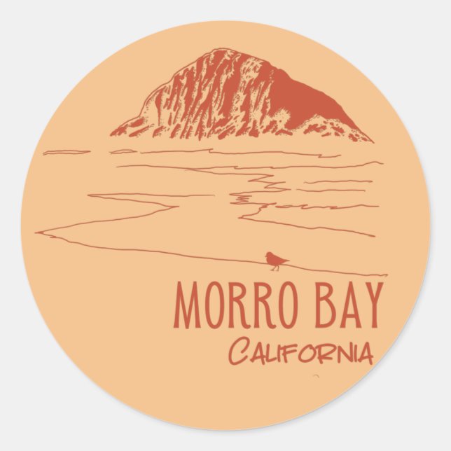 Morro Bay California Morro Rock Runder Aufkleber (Vorderseite)