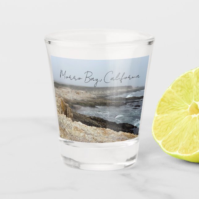 Morro Bay California Ocean Cliffs Photography Schnapsglas (Vorderseite)