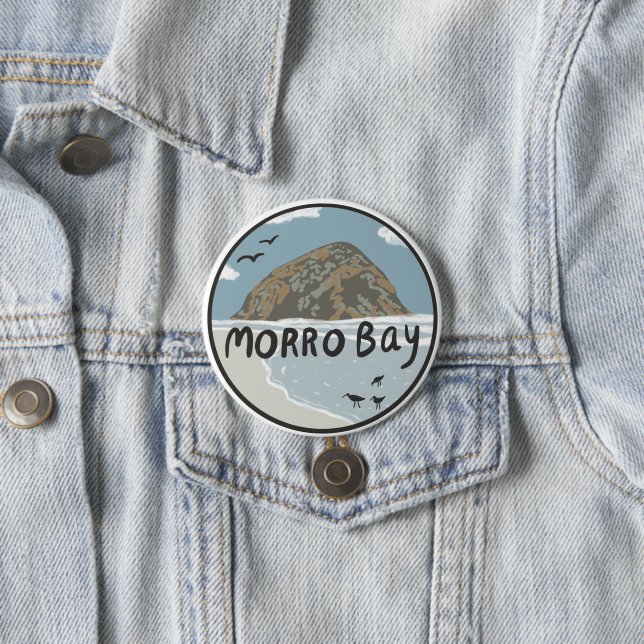 Morro Bay Central California Illustration Beach Button (Beispiel)