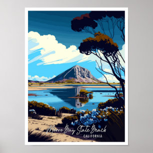 Morro Bay State Beach Kalifornien Vintage-Reise Poster