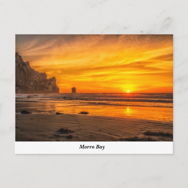 Morro Bay Sunset am Strand Postcard Postkarte (Vorderseite)