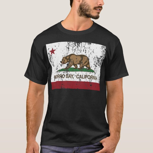 morro Bucht-Kalifornien-Flagge T-Shirt (Vorderseite)