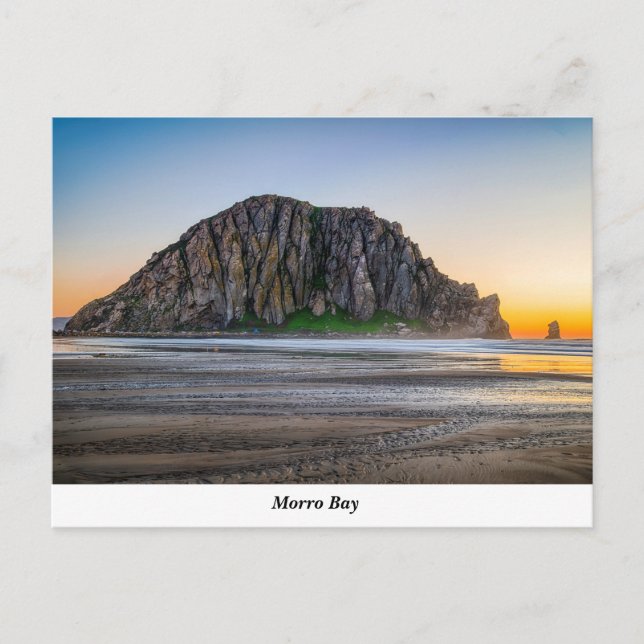 Morro Felsen an der Sonnenuntergang-Postkarte Postkarte (Vorderseite)