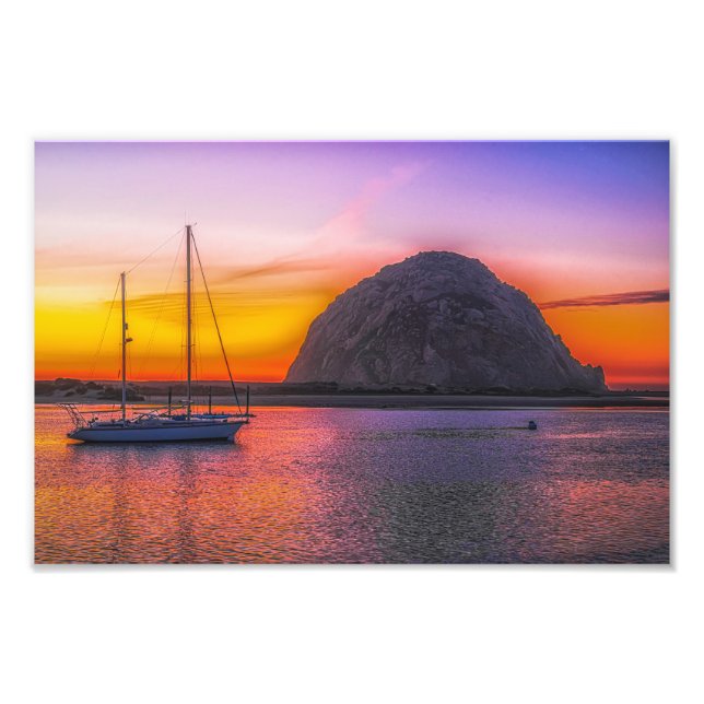 Morro Rock au coucher du soleil Impression photo (Devant)