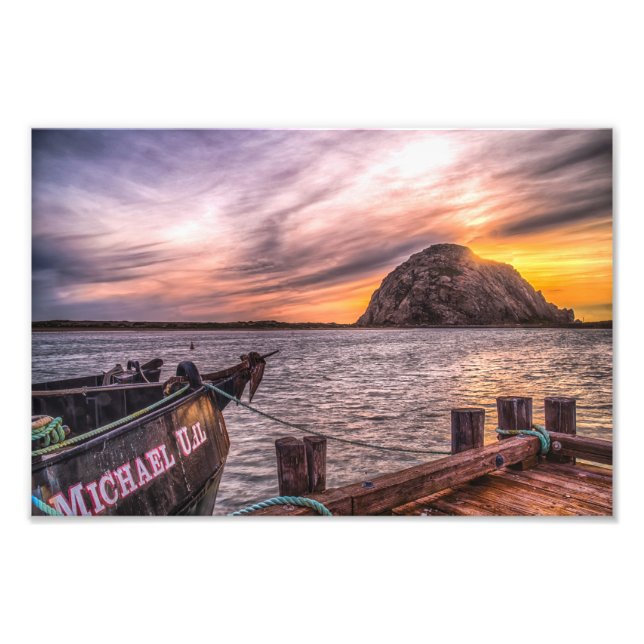 Morro Rock bei der Abendkasse Foto Print (Vorne)