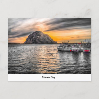 Morro Rock Sur La Carte Postale Dusk