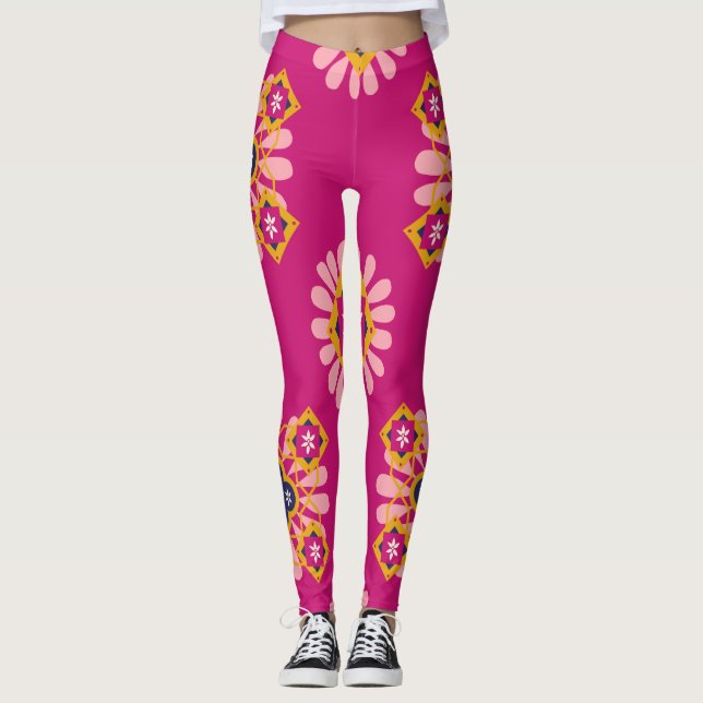 Morroco Tile Traditionelles Marrakesch Leggings (Vorderseite)