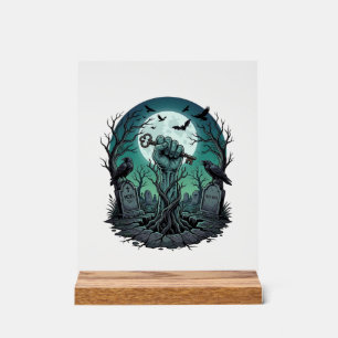 Mors Zombie Hand Skelett Schlüssel Grabstein Raben Acrylschild