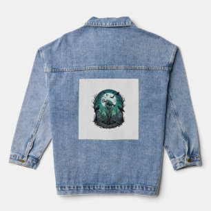 Mors Zombie Hand Skelett Schlüssel Grabstein Raben Jeansjacke