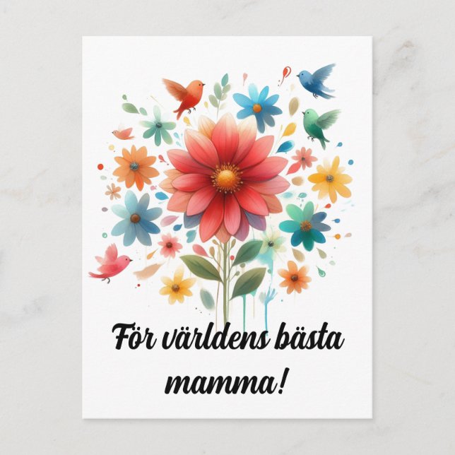 Morsdag. Blommor. Postkarte (Vorderseite)