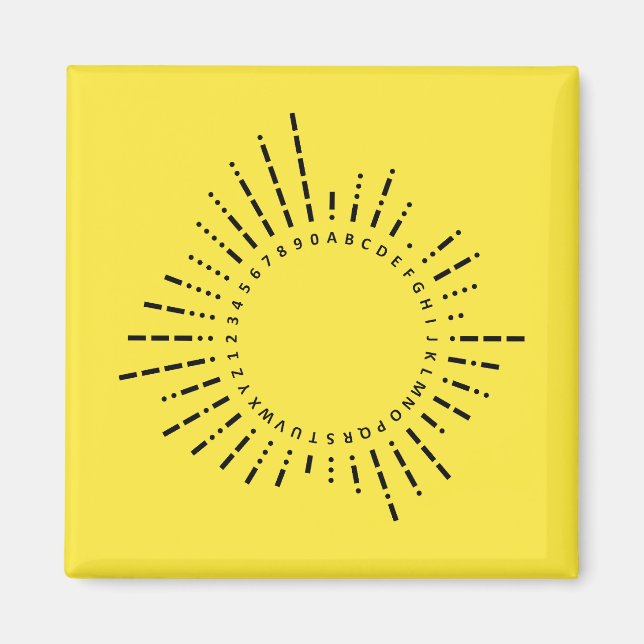 Morse-Code-Alphabet – Gelbes technisches Design Magnet (Vorne)