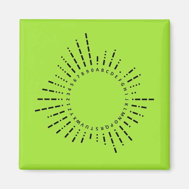 Morse Code Alphabet – Neon Lime Tech Magnet (Vorne)