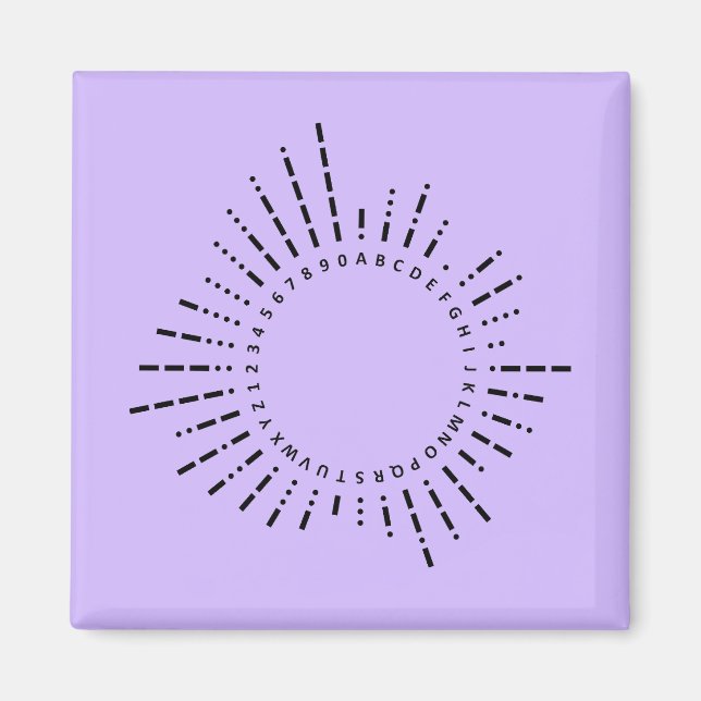 Morse-Code-Alphabet – Purple Tech Design Magnet (Vorne)