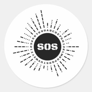 Morse Code Alphabet SOS Runder Aufkleber