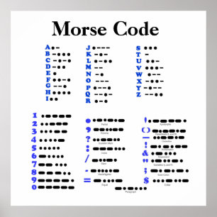 Morse Code Alphabet, Zahlen, Satzzeichen Poster