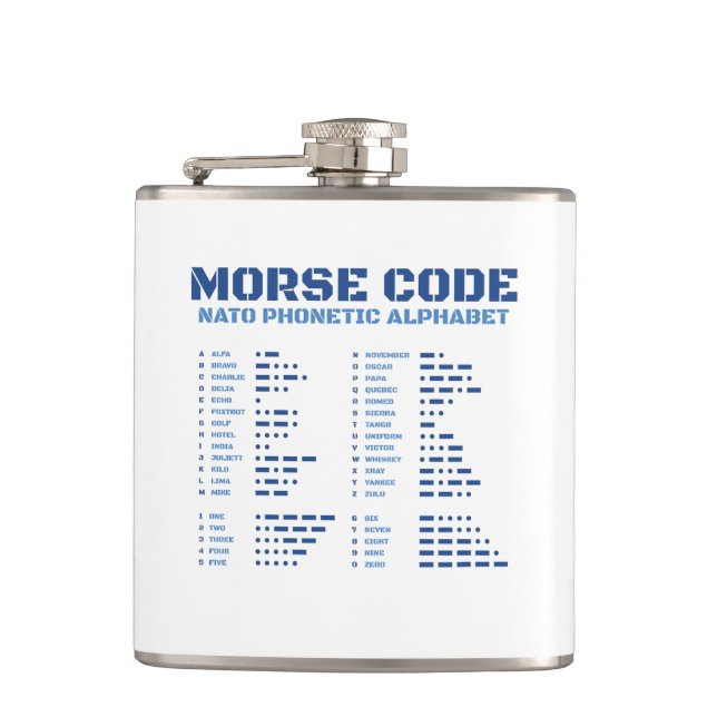 Morse Code NATO Phonetic Alphabet Flachmann (Vorderseite)
