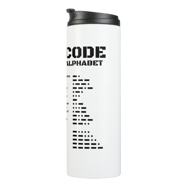 Morse Code NATO Phonetic Alphabet Thermosbecher (Nach rechts gedreht)