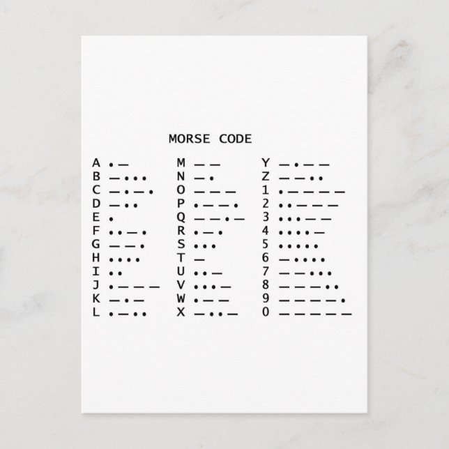 Morse Code Postkarte (Vorderseite)
