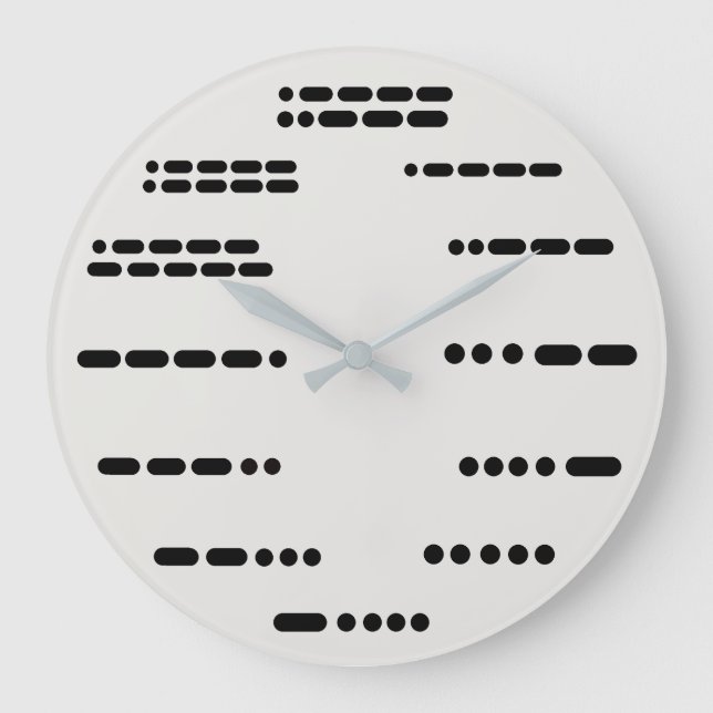 Morse Code Wall Clock  With All 12 Numbers Große Wanduhr (Vorderseite)
