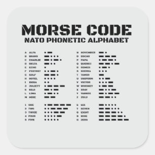 Morsecode Alphabet NATO Phonetic Reference A Z Quadratischer Aufkleber