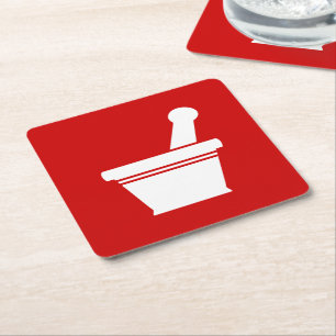 Mortar & Pestle Rechteckiger Pappuntersetzer