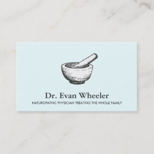 Mortar und Pestle Logo Naturopathie Doctor Blue Visitenkarte