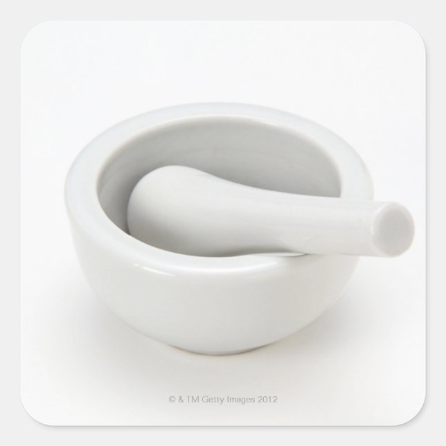 Mortar und Pestle Quadratischer Aufkleber (Vorderseite)