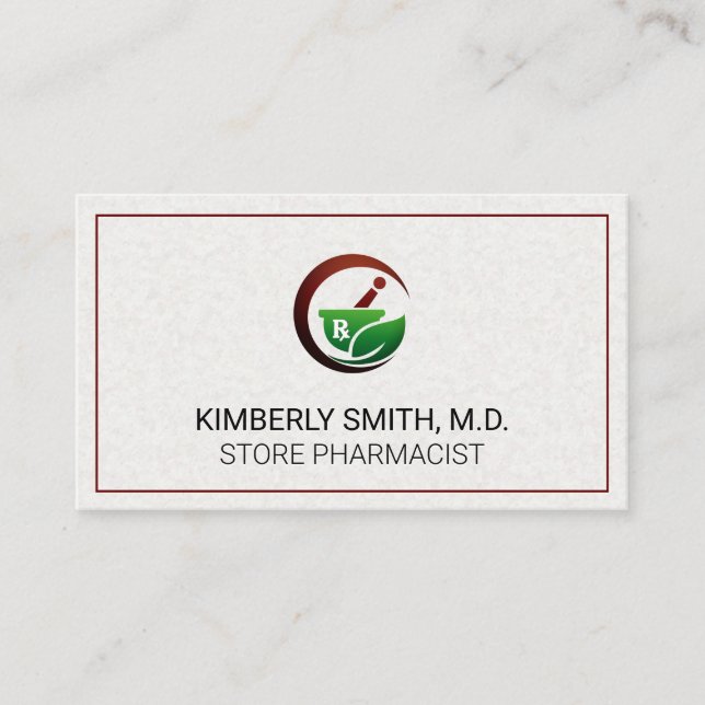 Mortar und Pestle | Rx-Verlass-Symbol Visitenkarte (Vorderseite)