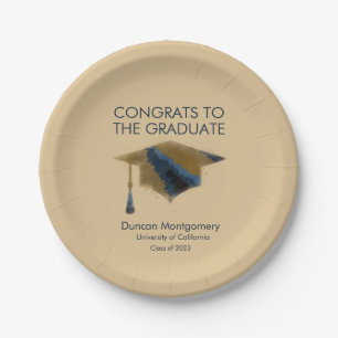 Mortarboard für die Graduierung von Navy Gold Pappteller