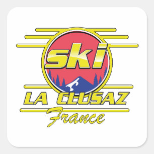 Morzine Frankreich Ski 80er Logo Quadratischer Aufkleber