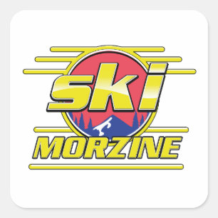 Morzine Frankreich Ski 80er Logo Quadratischer Aufkleber