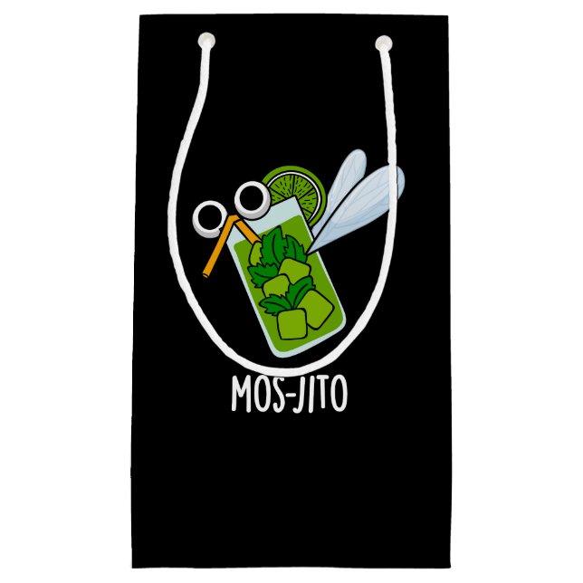Mos-jito Funny Mojito Drink Pun Dark BG Kleine Geschenktüte (Vorderseite)