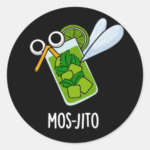 Mos-jito Funny Mojito Drink Pun Dark BG Runder Aufkleber