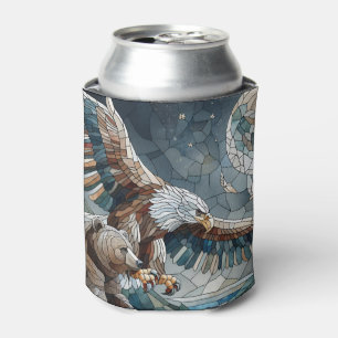 Mosaic Ai Art   Brauner Bär und Adler Vollmond Dosenkühler