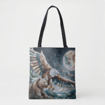 Mosaic Ai Art | Brauner Bär und Adler Vollmond
